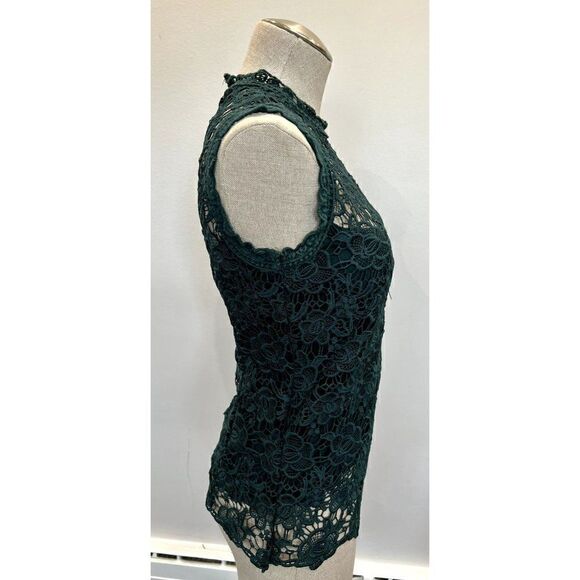 Nanette Lepore Sleeveless Embroidered Lace Top in Dark Green Size S - Picture 2 of 4